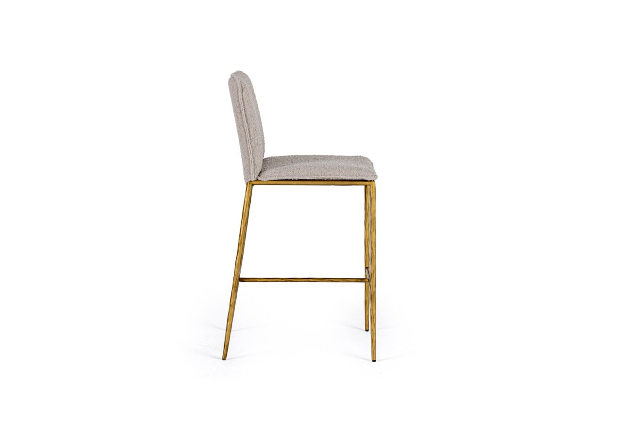 Modrest Atlanta - Modern Beige Fabric & Brass Counter Chair - Image 2