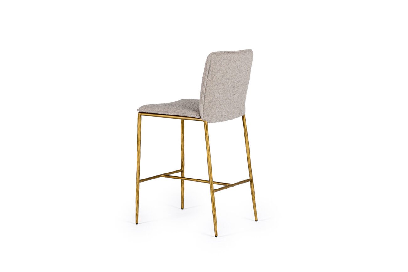 Modrest Atlanta - Modern Beige Fabric & Brass Counter Chair - Image 3