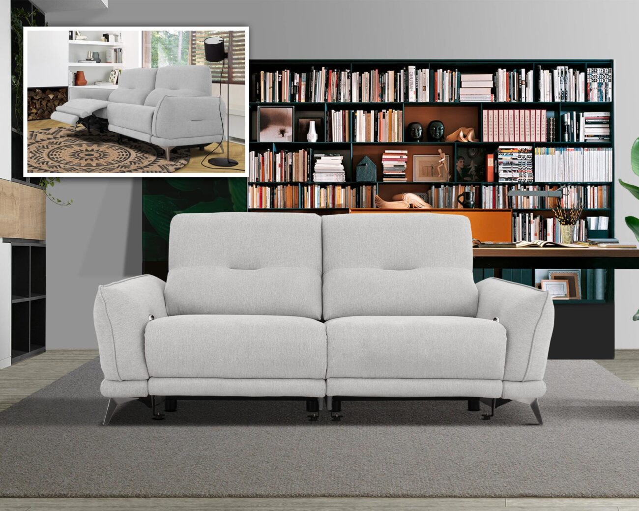 Divani Casa Austria - Modern Grey Fabric Loveseat w/ Electric Recliners - Image 2