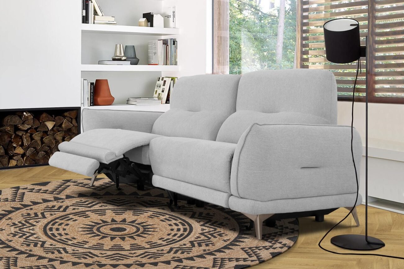 Divani Casa Austria - Modern Grey Fabric Loveseat w/ Electric Recliners - Image 3