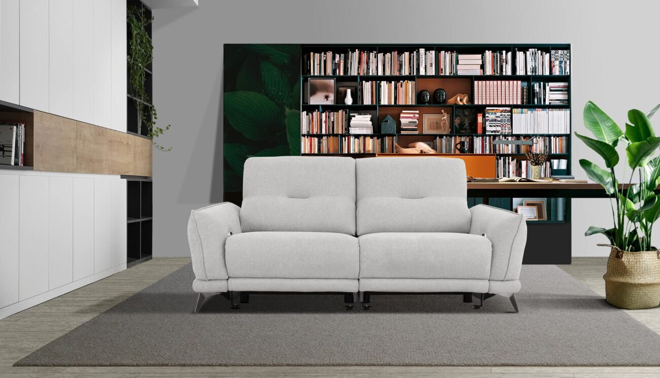 Divani Casa Austria - Modern Grey Fabric Loveseat w/ Electric Recliners - Image 4