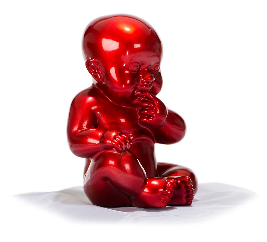 XD00584 Modern Red Baby Sitting Sculpture - Image 4