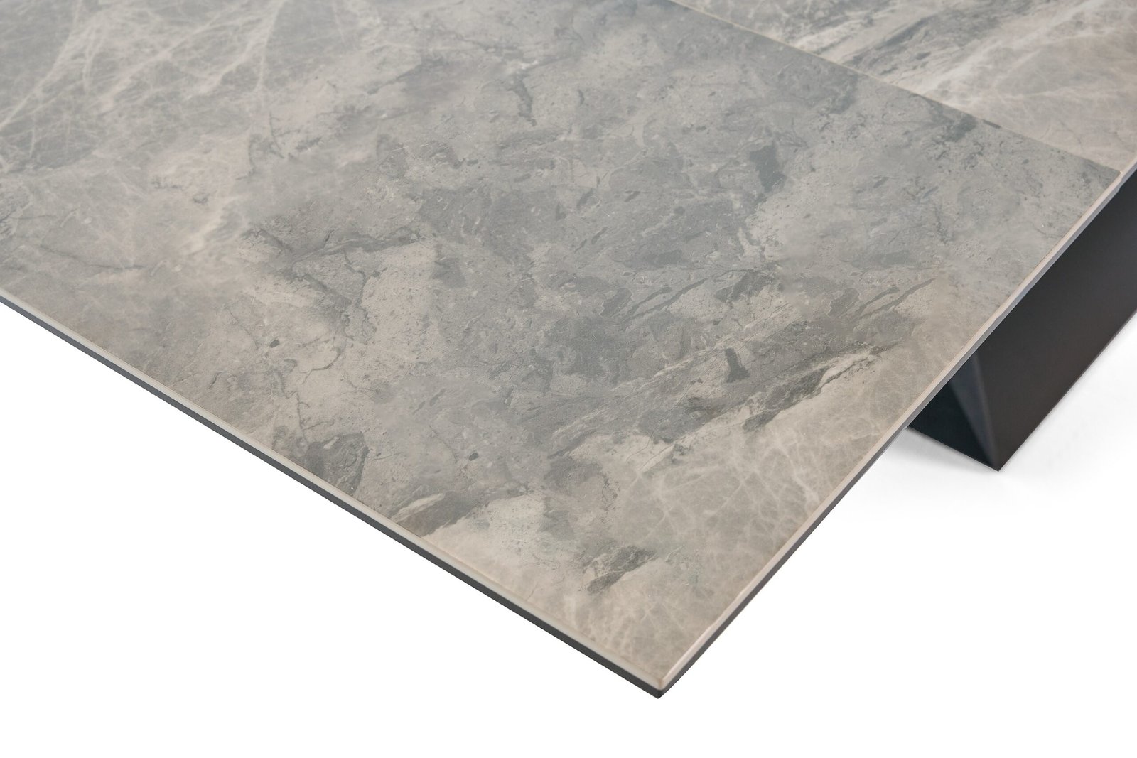 Modrest Baldwin - Modern Grey Ceramic & Black Metal Extendable Dining Table - Image 5