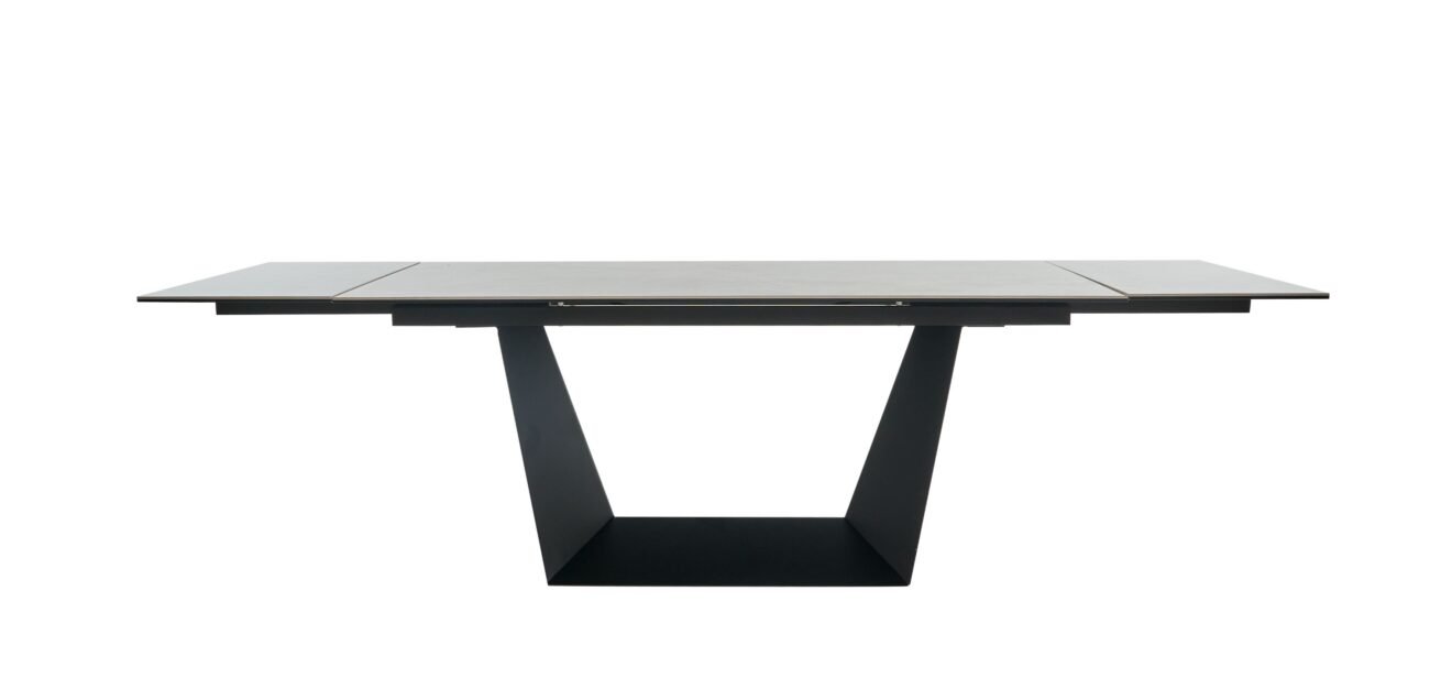 Modrest Baldwin - Modern Grey Ceramic & Black Metal Extendable Dining Table - Image 3