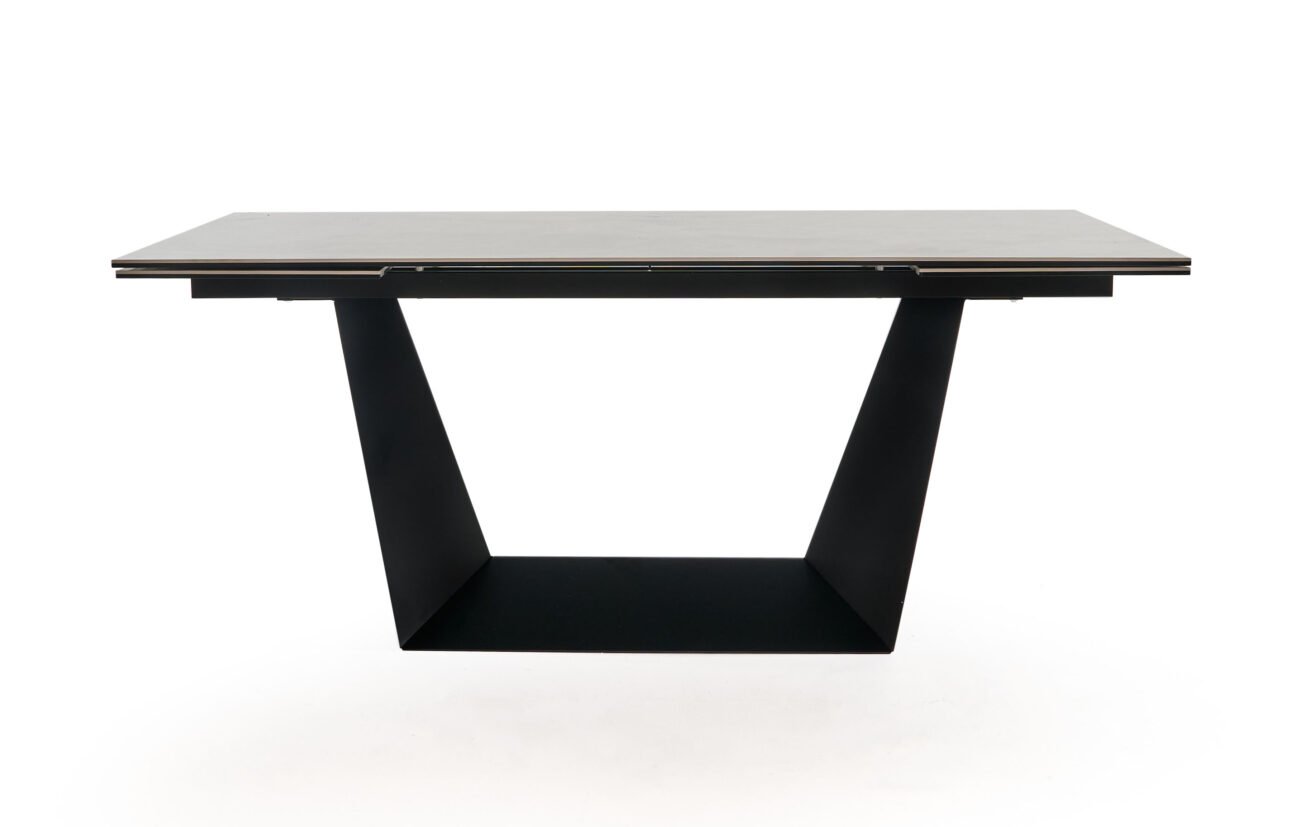 Modrest Baldwin - Modern Grey Ceramic & Black Metal Extendable Dining Table - Image 4