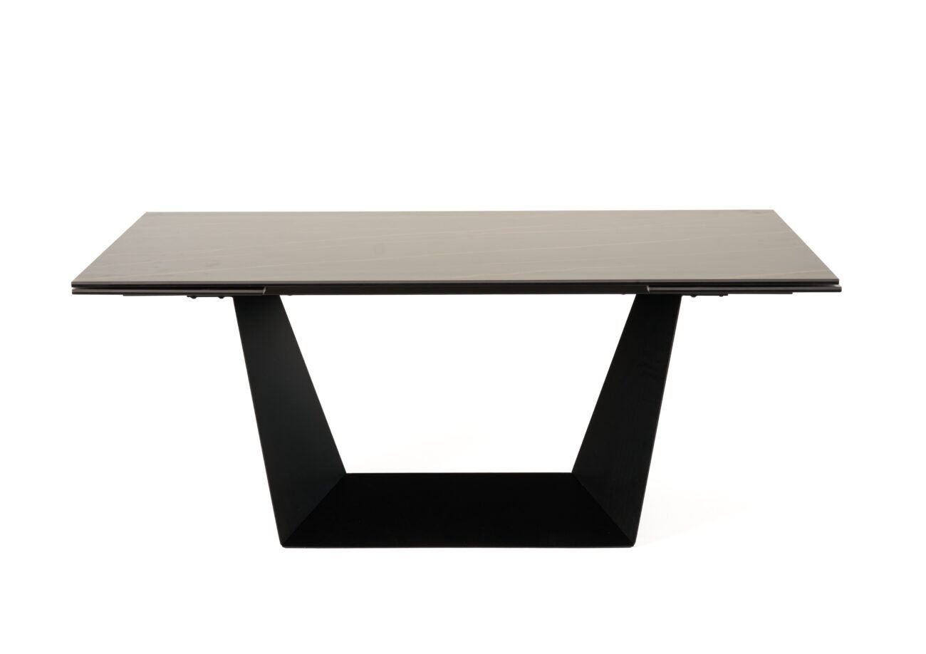 Modrest Baldwin - Modern Black Ceramic & Black Metal Extendable Dining Table - Image 2