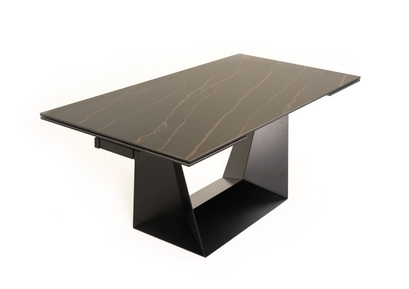 Modrest Baldwin - Modern Black Ceramic & Black Metal Extendable Dining Table - Image 3