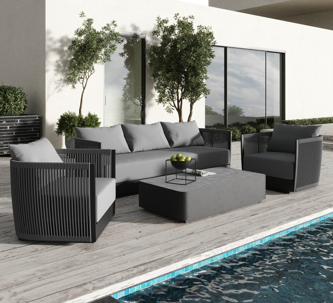 Renava Bali - Outdoor Black and Grey Sofa Set - Image 3