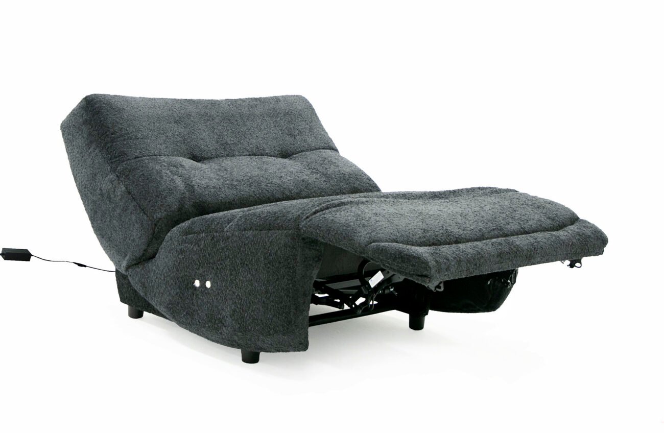 Divani Casa Basil - Modern Dark Grey Fabric Large Electric Recliner Chair - Image 3