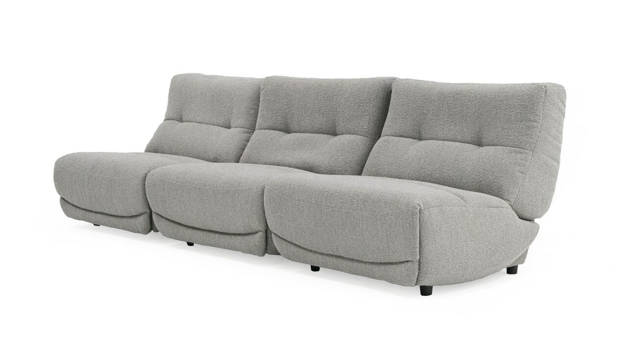 Divani Casa Basil - Modern Grey Fabric Large Sofa With 3 Electric Recliners - Image 2