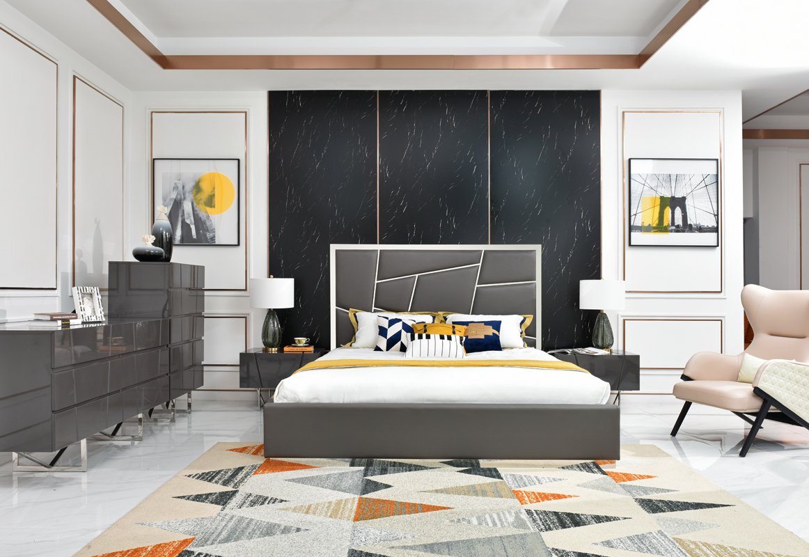 Modrest Chrysler Modern Grey Bedroom Set - Image 4