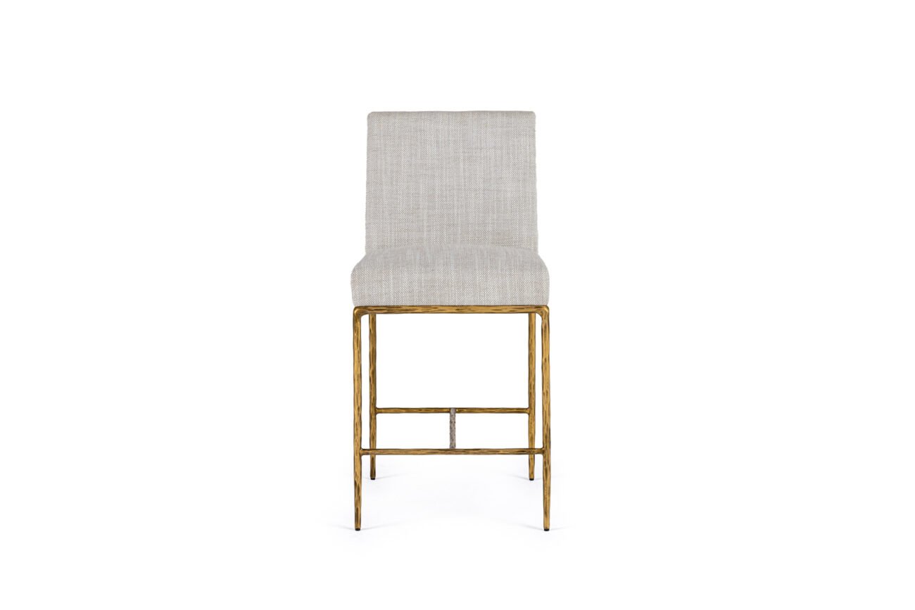 Modrest Beasley - Modern Off-White Linen + Brass Counter Chair
