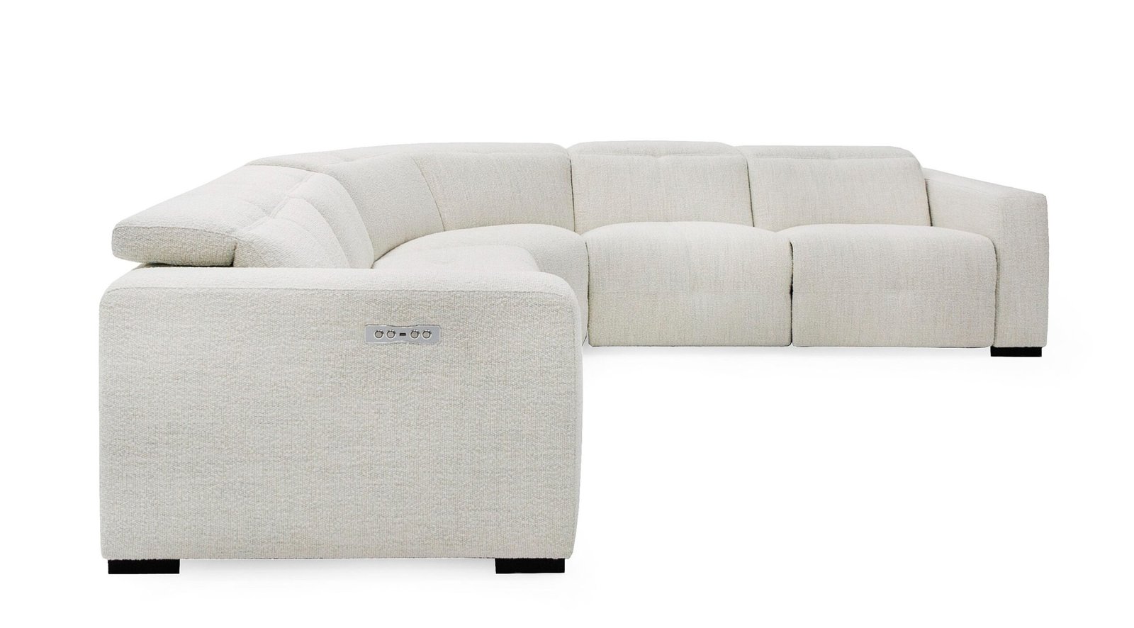 Divani Casa Beck- Contemporary White Fabric Sectional Sofa with 3 Recliners - Image 3