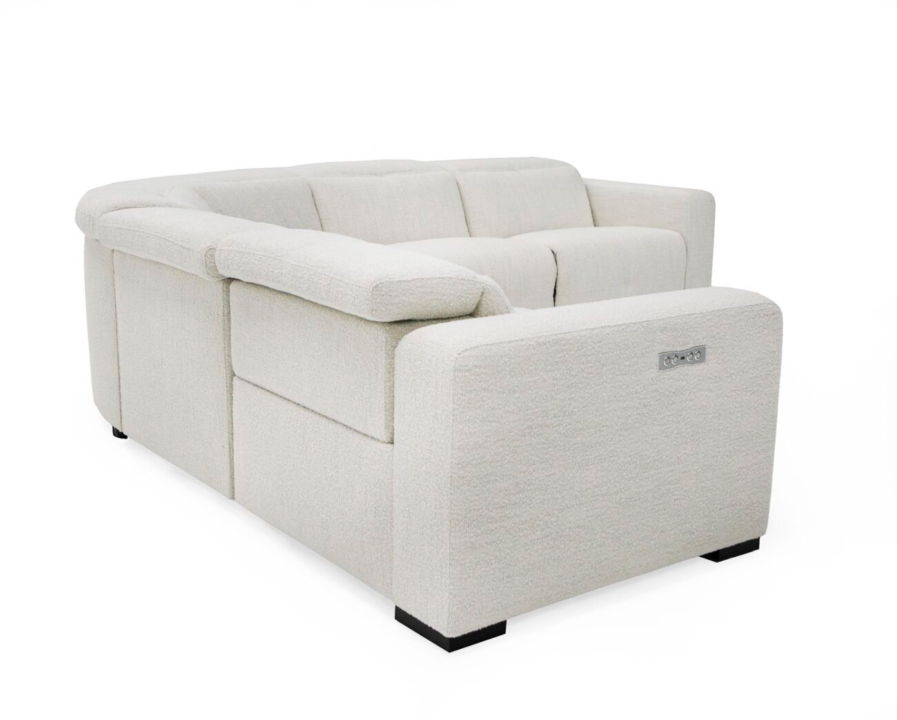 Divani Casa Beck- Contemporary White Fabric Sectional Sofa with 3 Recliners - Image 5
