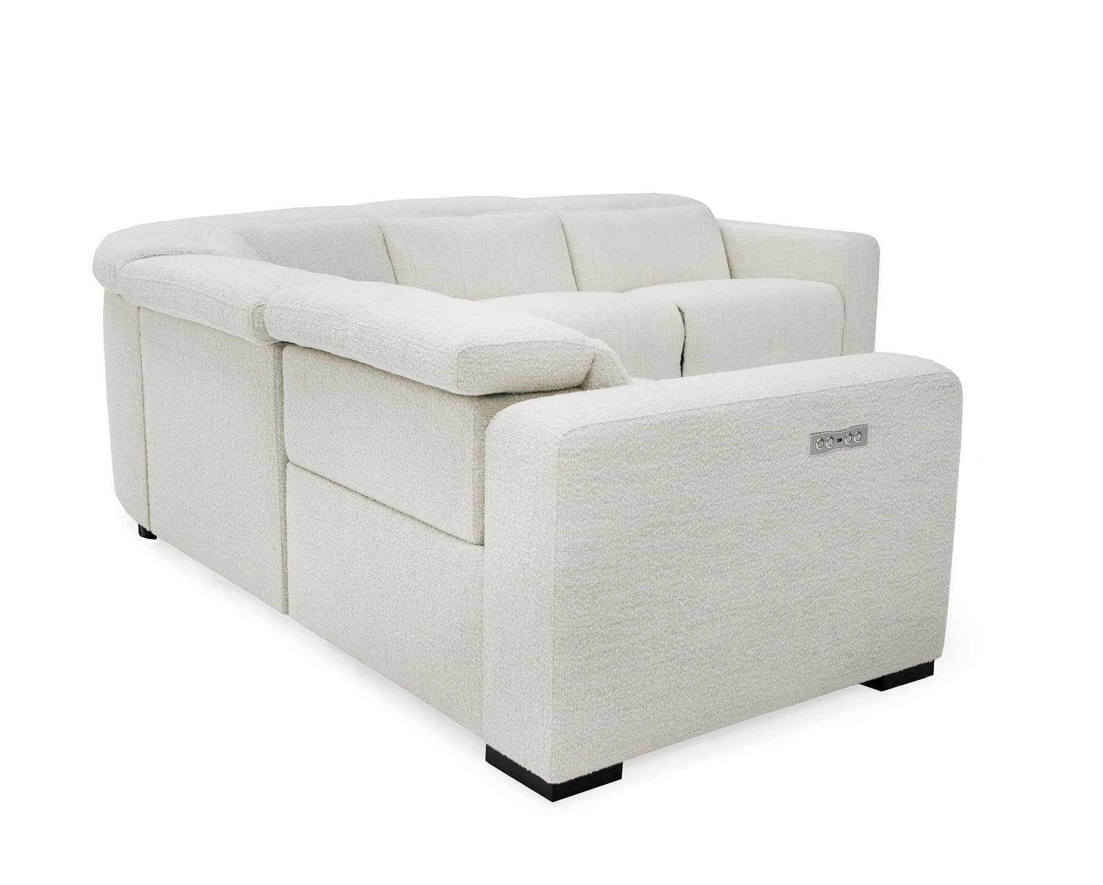 Divani Casa Beck- Contemporary White Fabric Sectional Sofa with 3 Recliners - Image 5