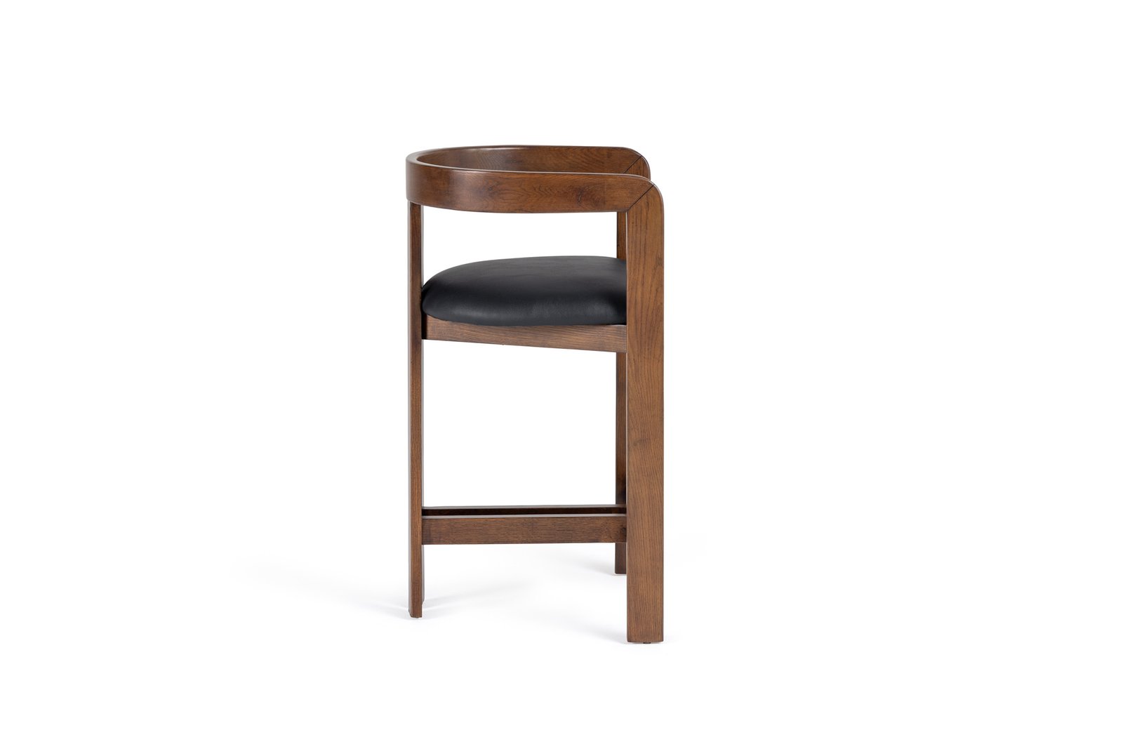 Modrest Belton - Modern Black Vegan Leather + Brown Oak Counter Chair - Image 2