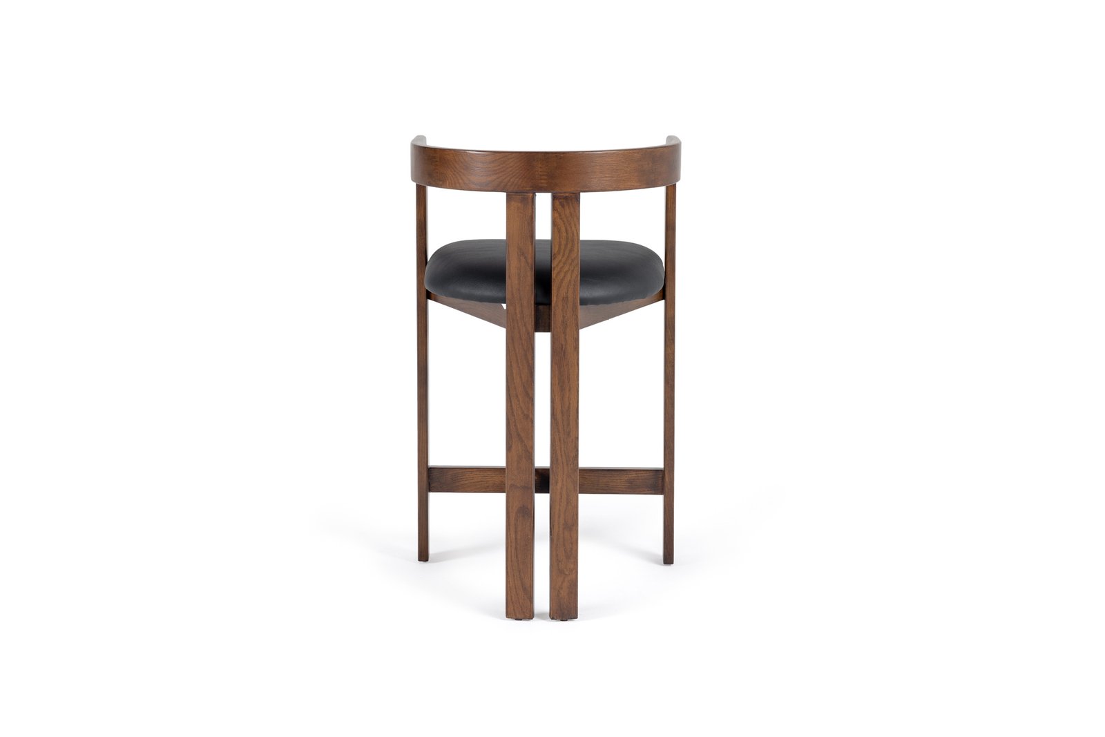 Modrest Belton - Modern Black Vegan Leather + Brown Oak Counter Chair - Image 3