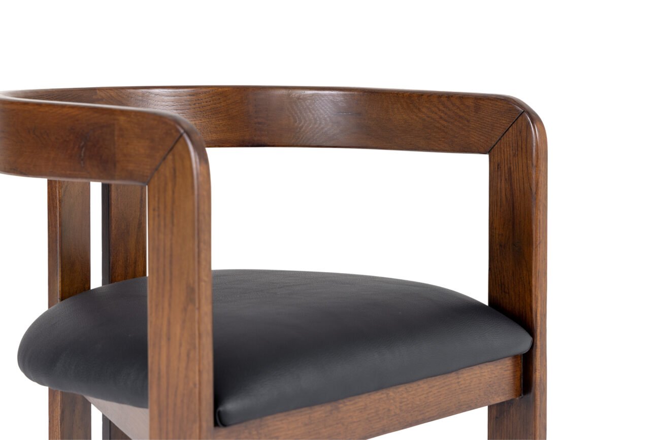 Modrest Belton - Modern Black Vegan Leather + Brown Oak Counter Chair - Image 5
