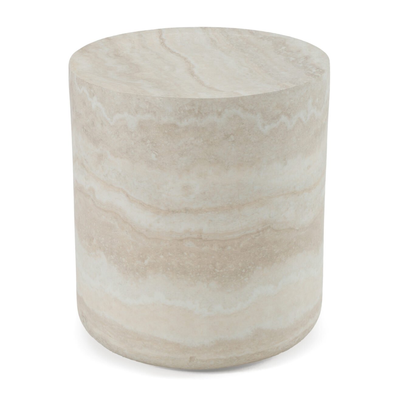 Modrest Benji - Modern Faux Travertine Round End Table - Image 2