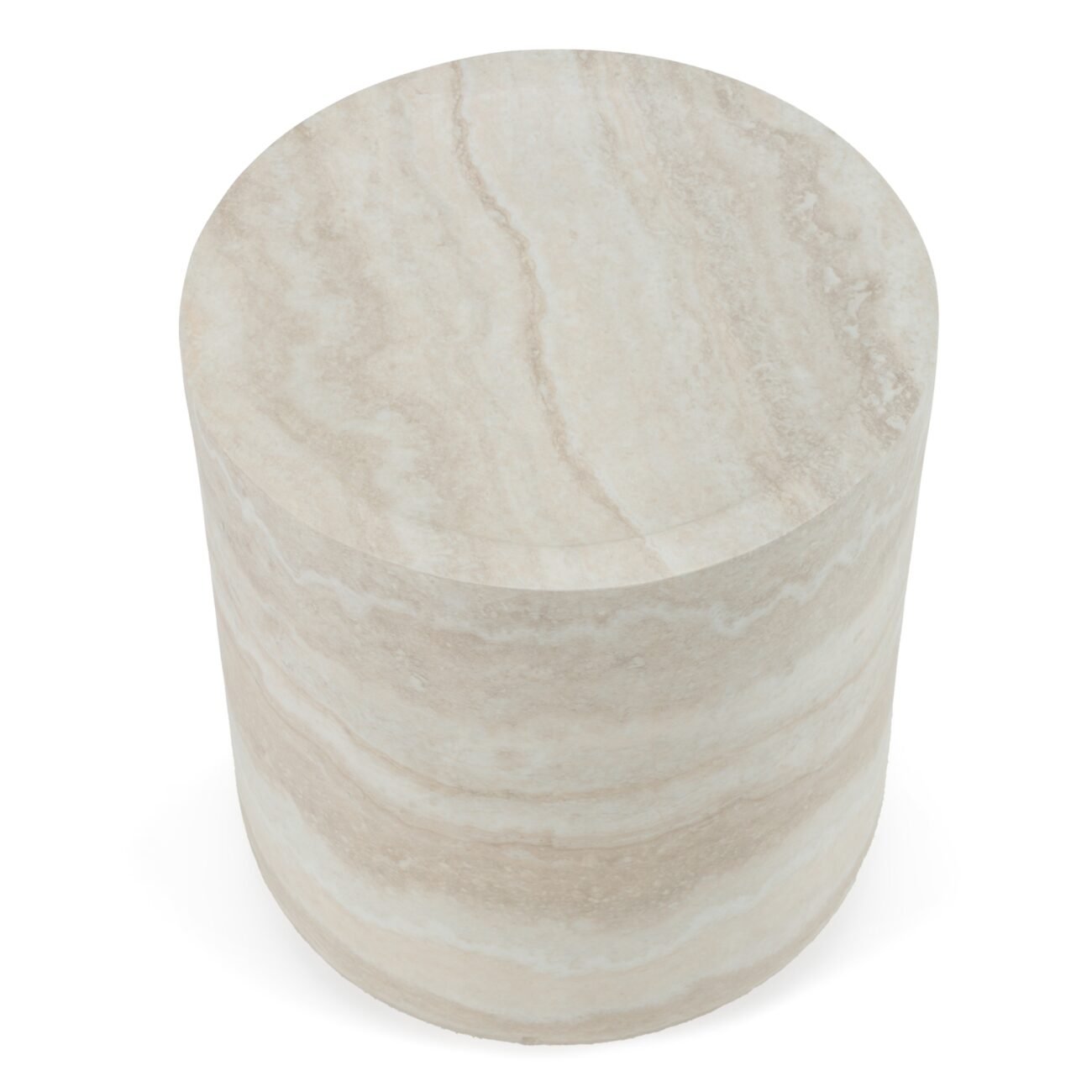 Modrest Benji - Modern Faux Travertine Round End Table - Image 3