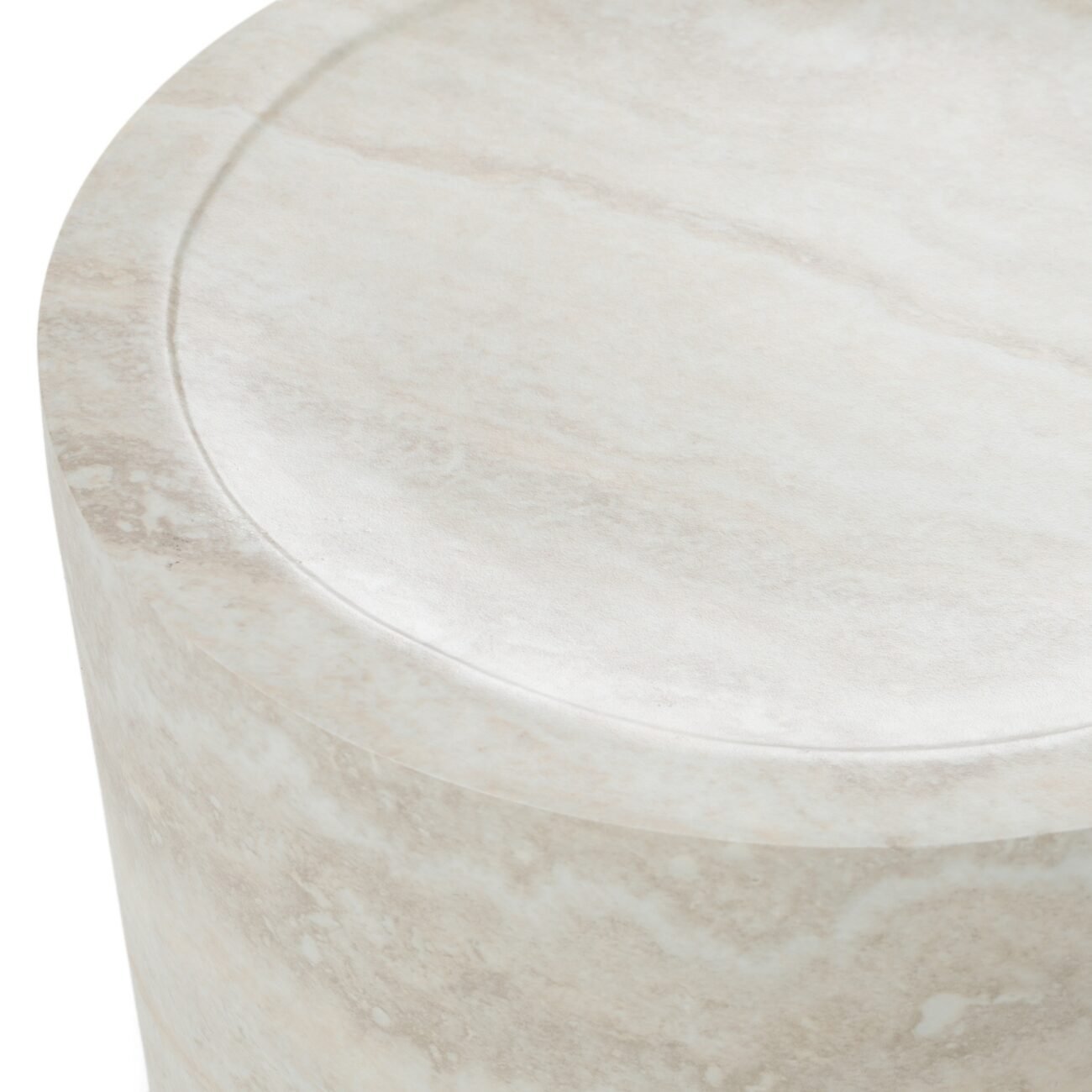 Modrest Benji - Modern Faux Travertine Round End Table - Image 4