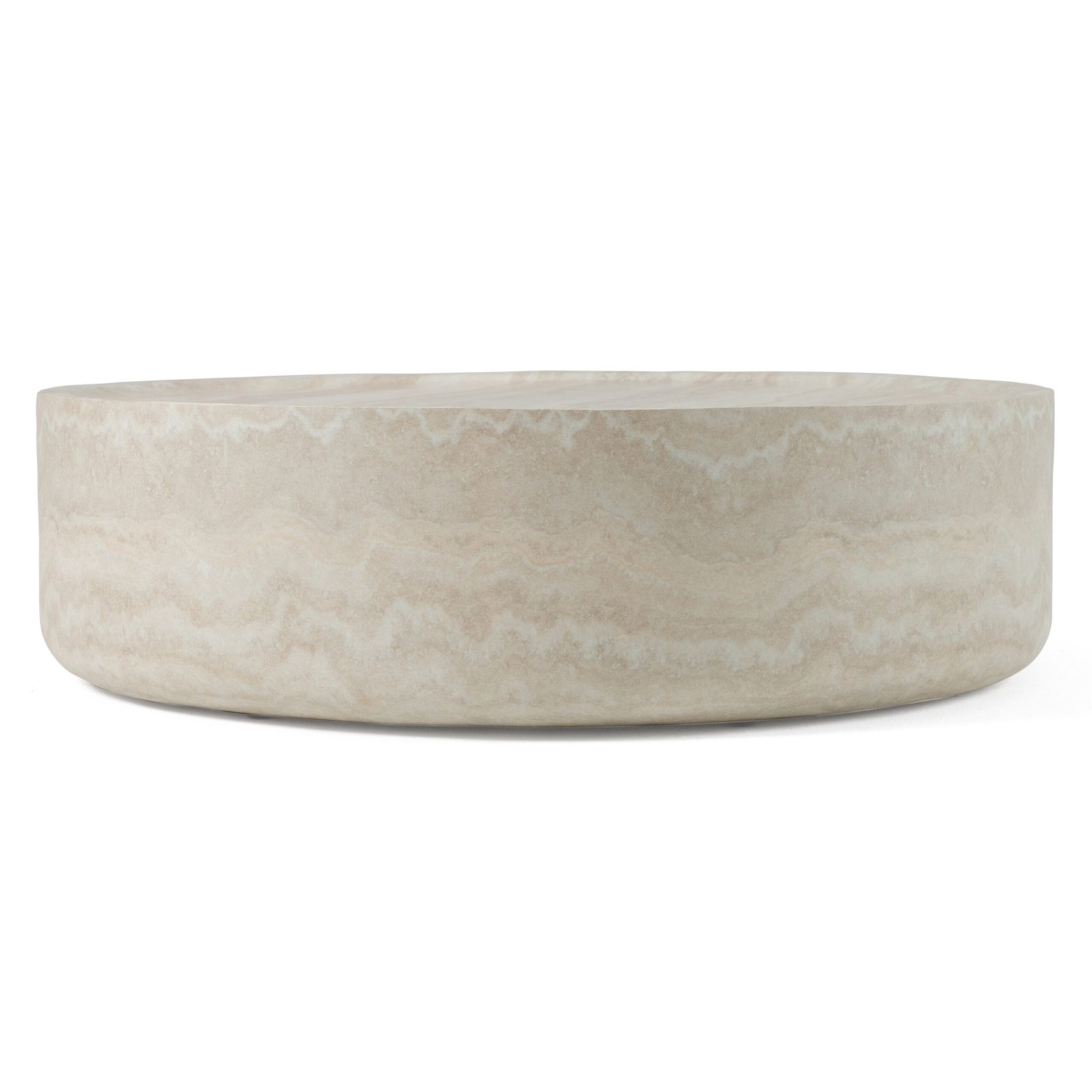 Modrest Benji - Modern Faux Travertine Round Large Coffee Table - Image 2
