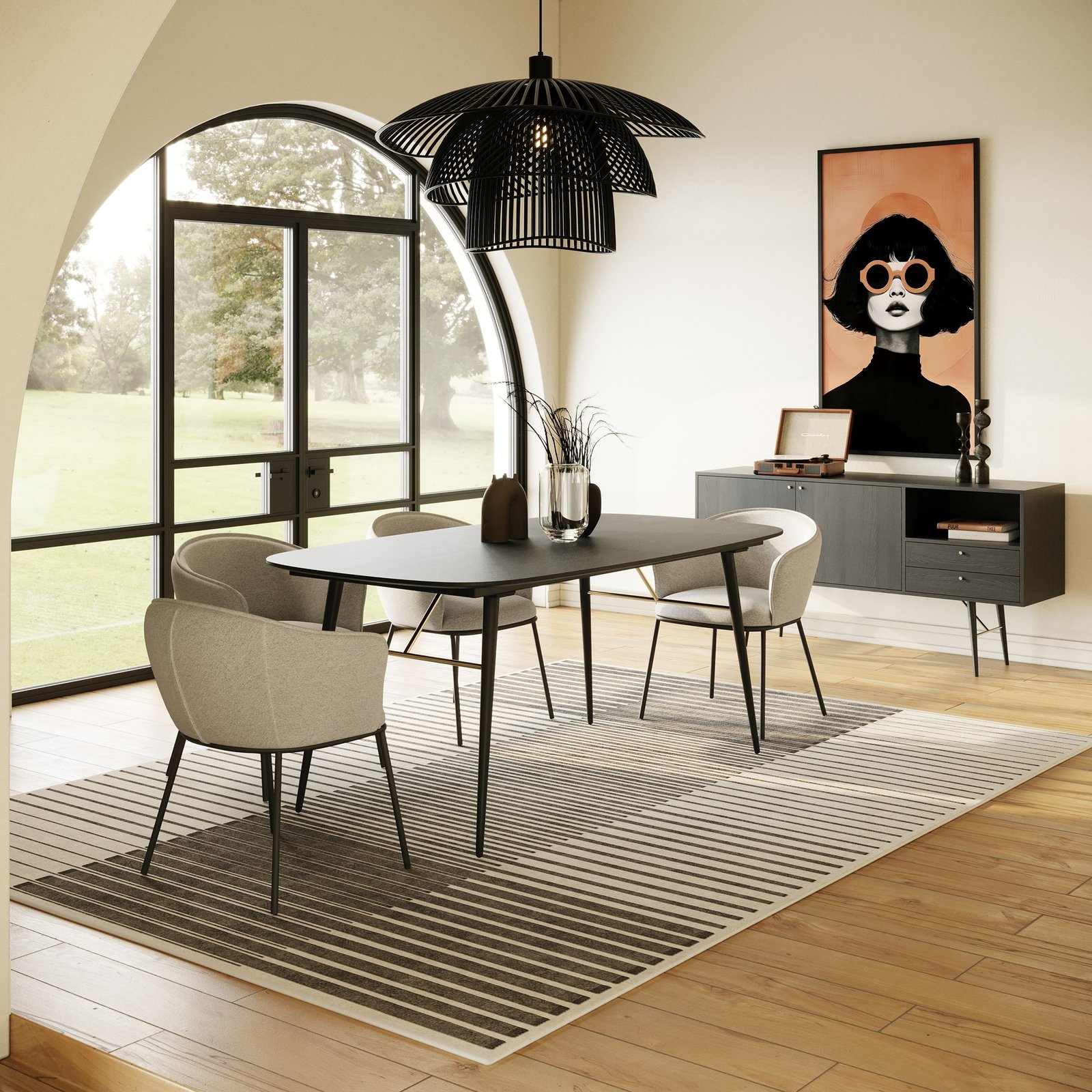 Modrest Billy Modern Black Oak & Gold Extendable Dining Table - Image 5
