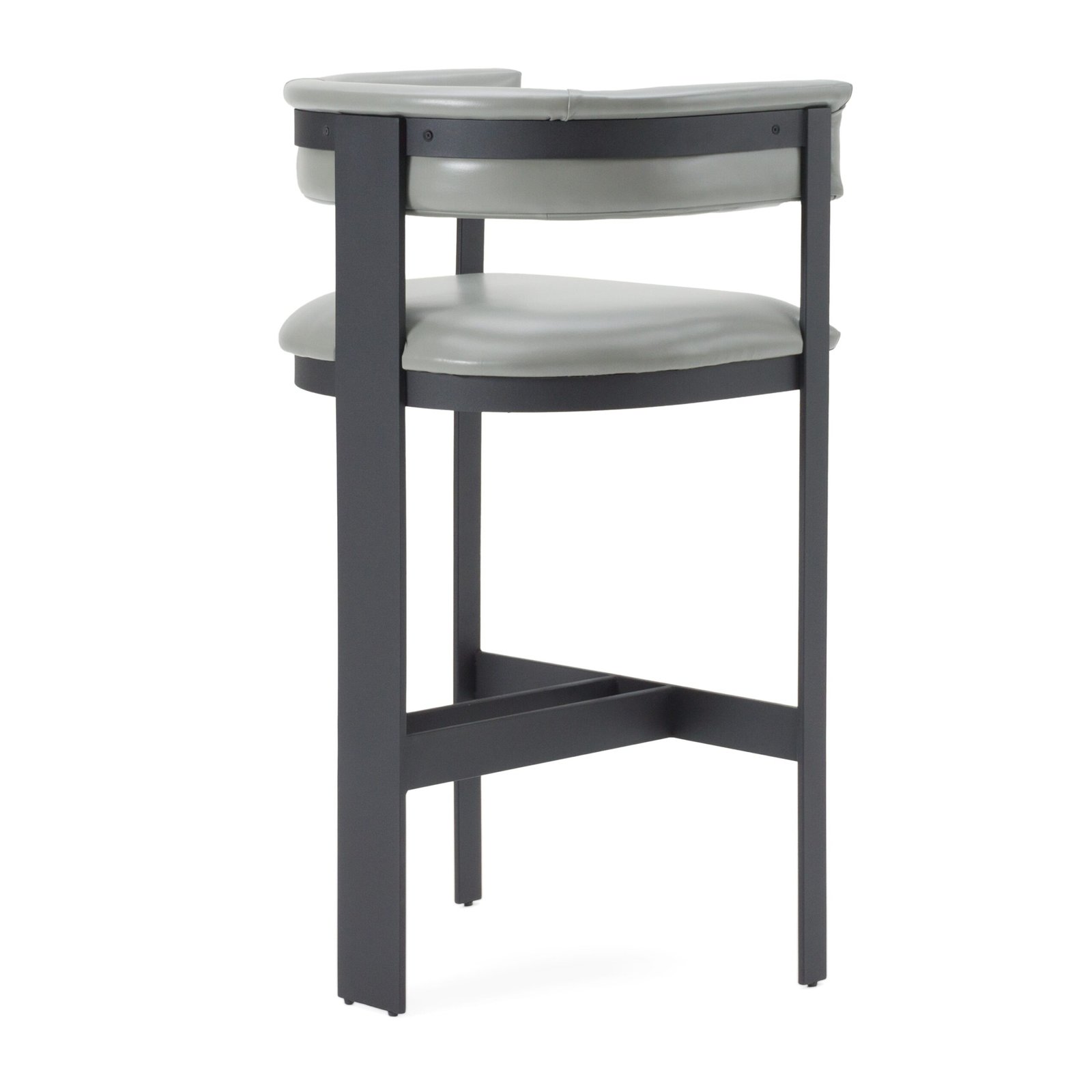 Modrest Boswell - Modern Grey Faux Leather + Black Barstool - Image 4