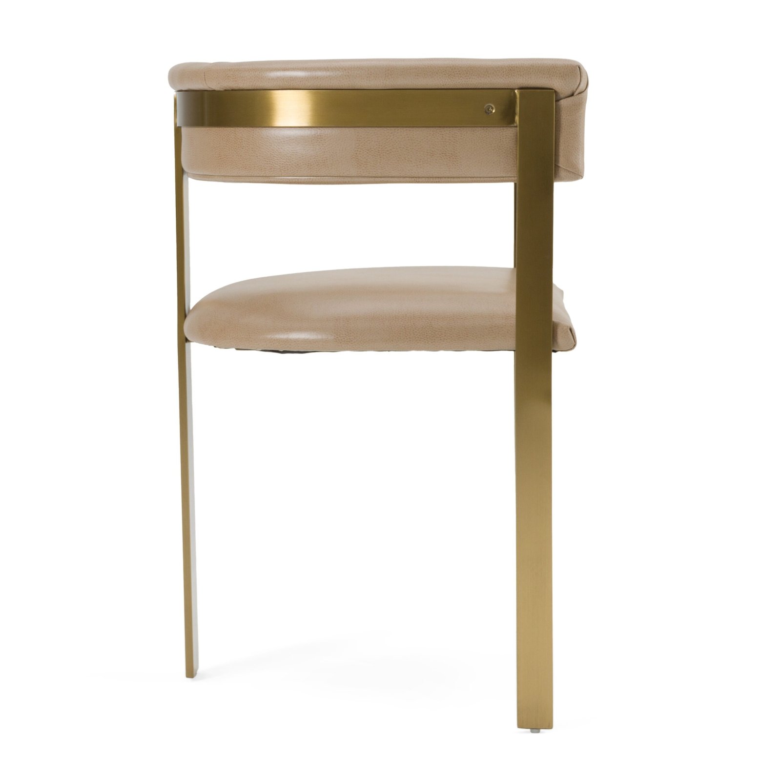 Modrest Boswell - Modern Brown Faux Leather + Gold Dining Chair - Image 2