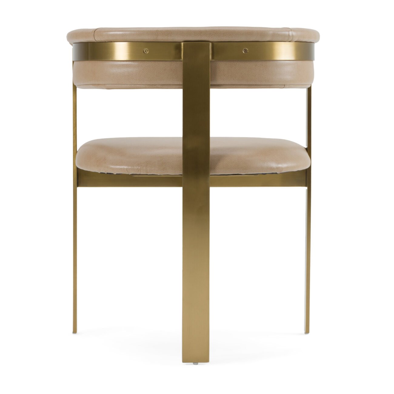 Modrest Boswell - Modern Brown Faux Leather + Gold Dining Chair - Image 3