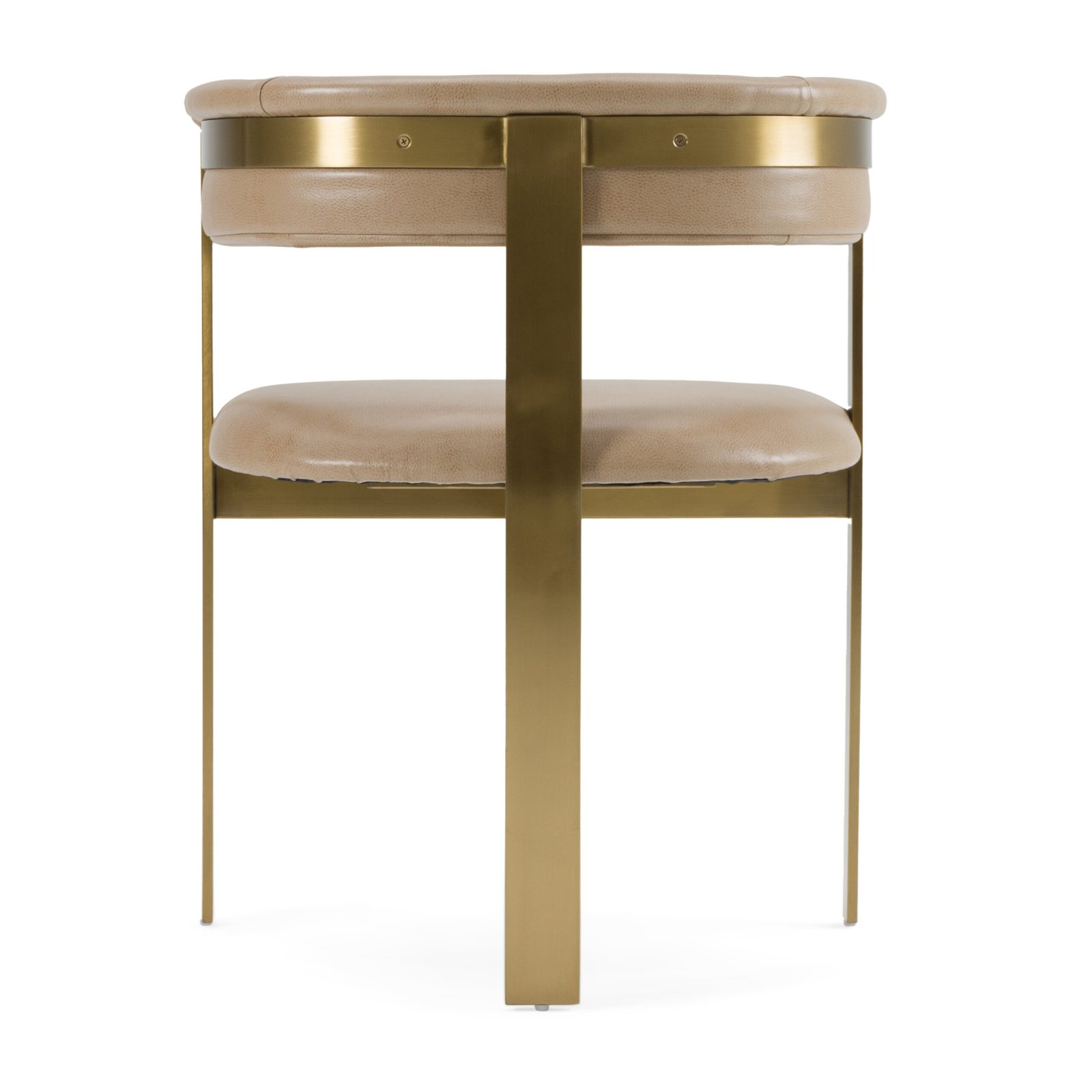 Modrest Boswell - Modern Brown Faux Leather + Gold Dining Chair - Image 3