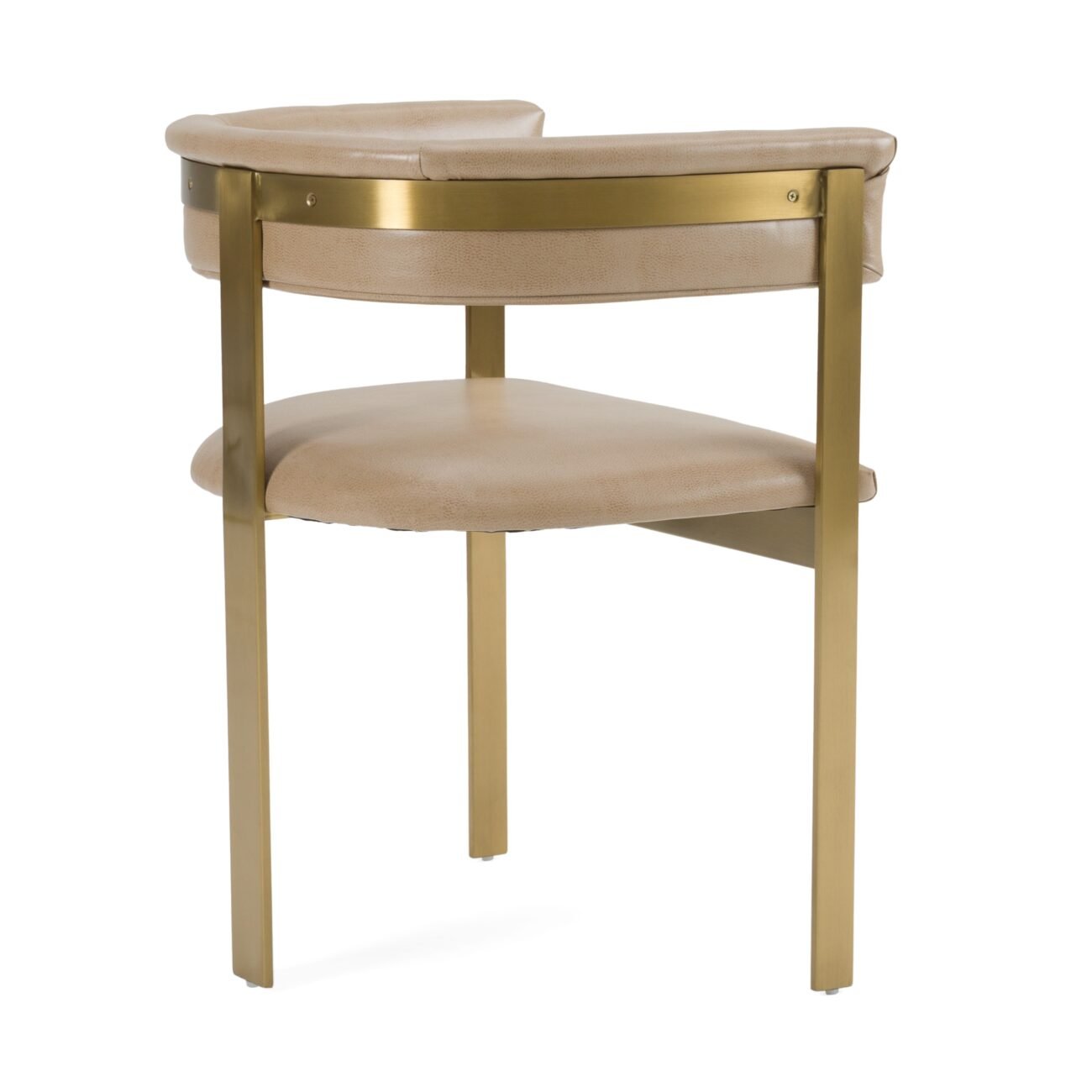 Modrest Boswell - Modern Brown Faux Leather + Gold Dining Chair - Image 4