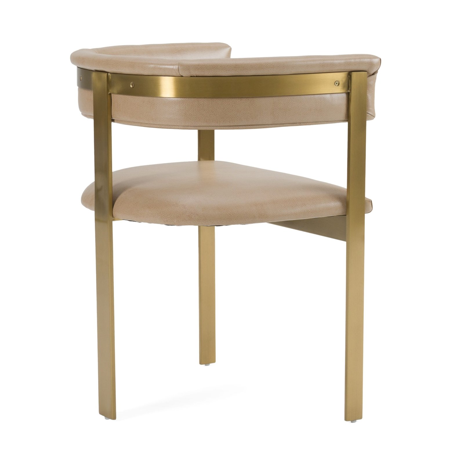 Modrest Boswell - Modern Brown Faux Leather + Gold Dining Chair - Image 4