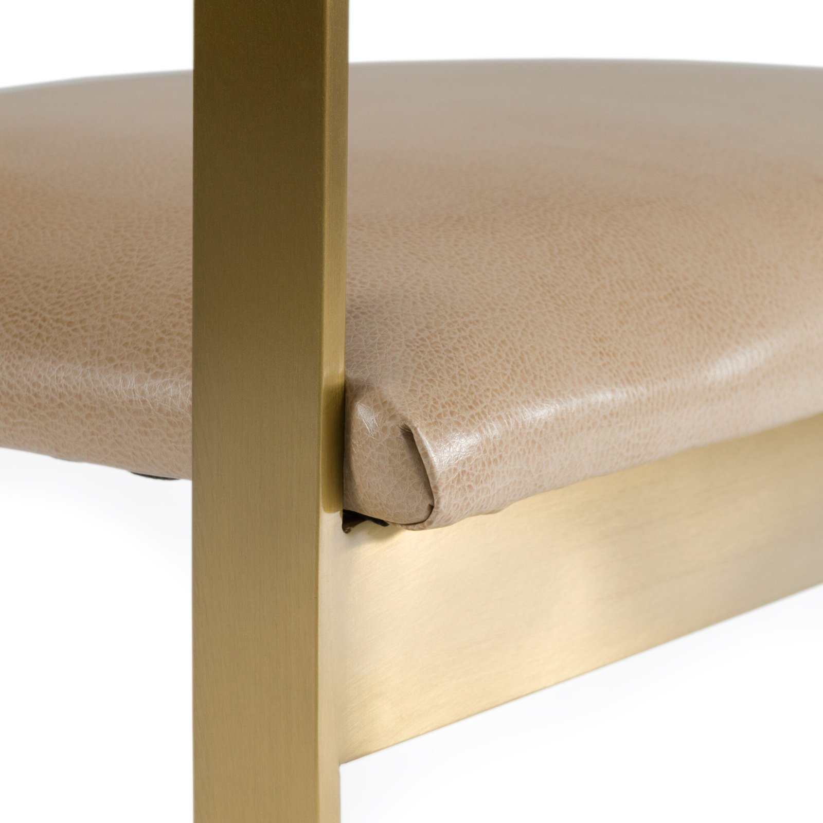 Modrest Boswell - Modern Brown Faux Leather + Gold Dining Chair - Image 5