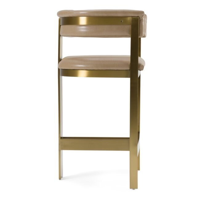 Modrest Boswell - Modern Brown Faux Leather + Gold Counter Chair - Image 2