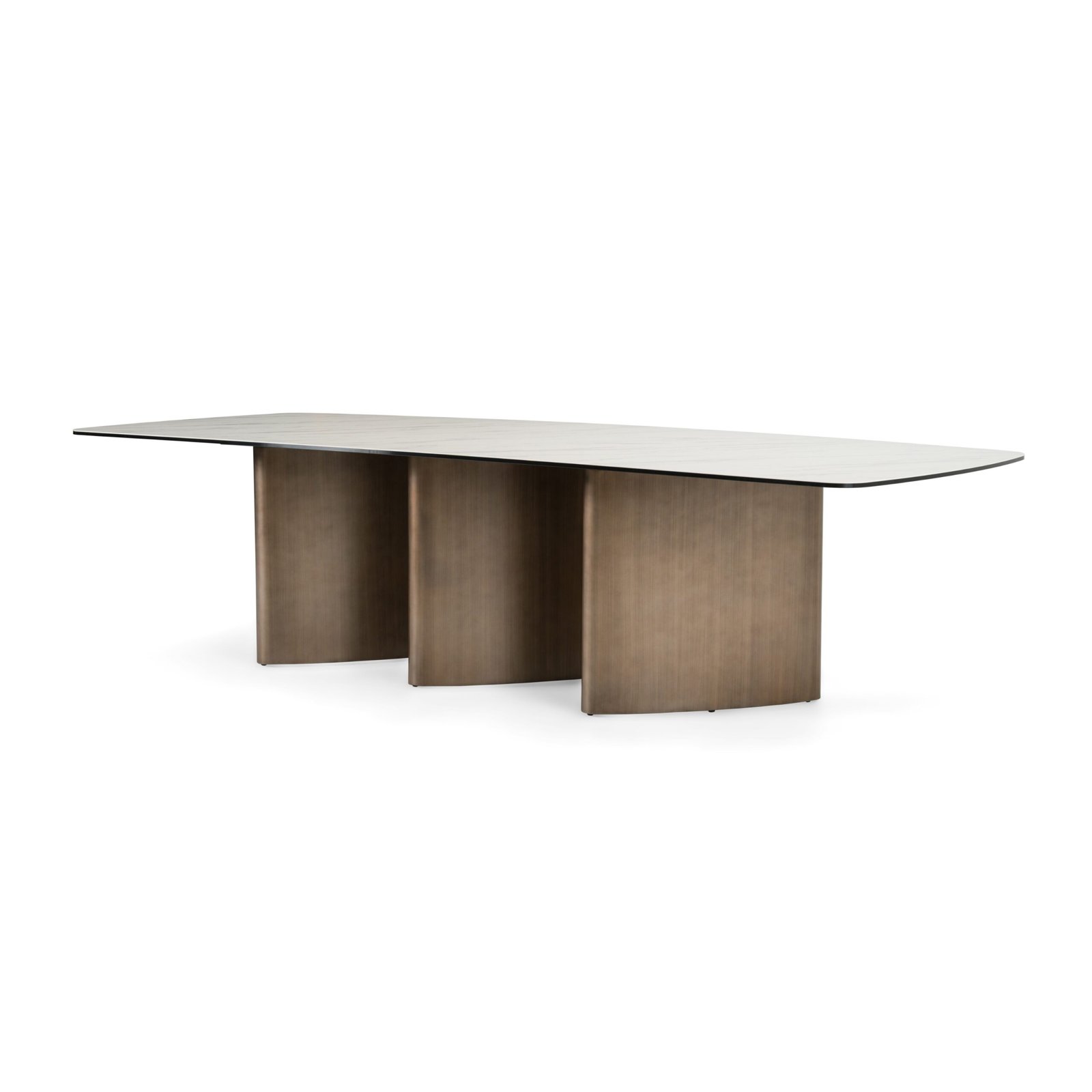 Modrest Bounty - Modern White Ceramic + Antique Brass Dining Table - Image 2