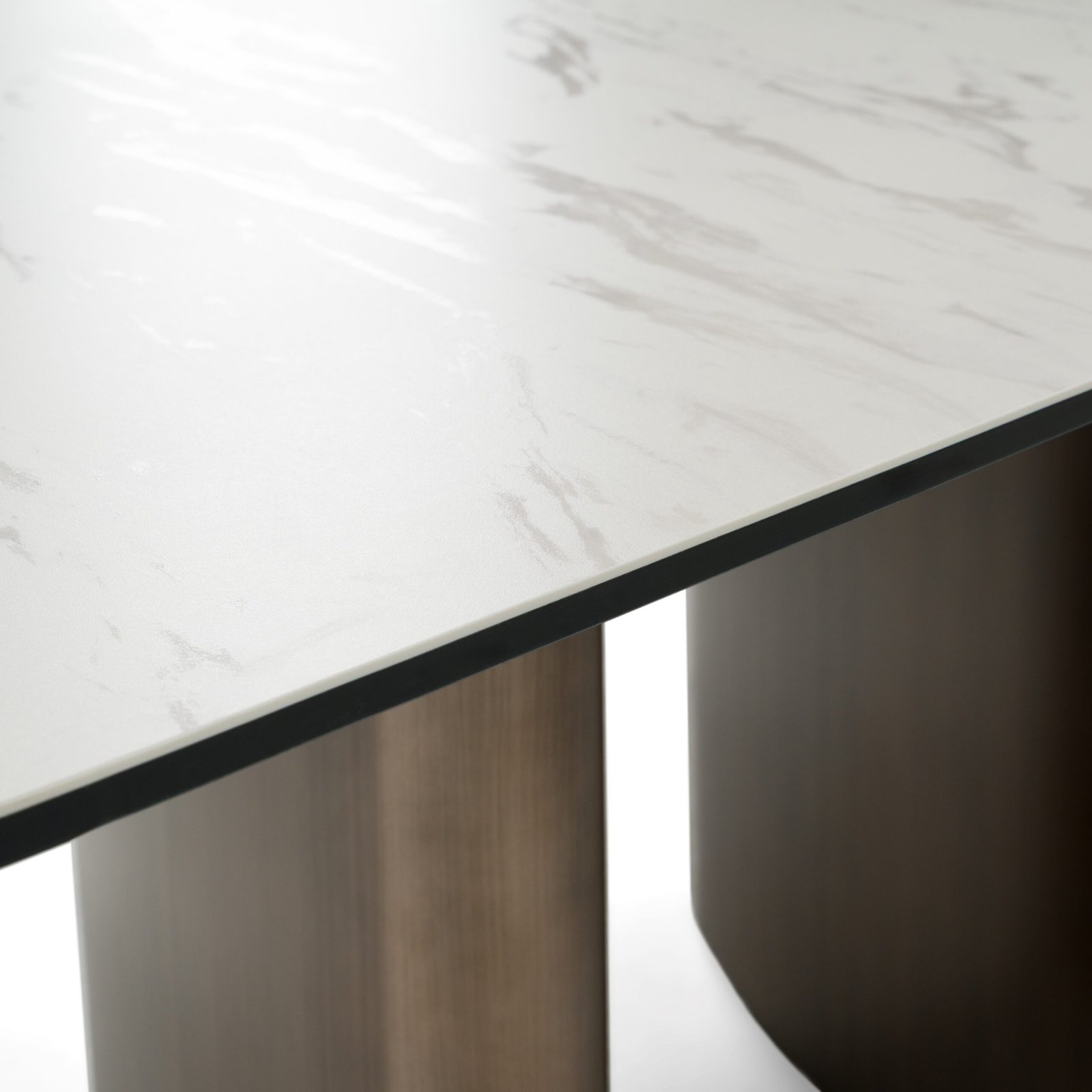 Modrest Bounty - Modern White Ceramic + Antique Brass Dining Table - Image 4