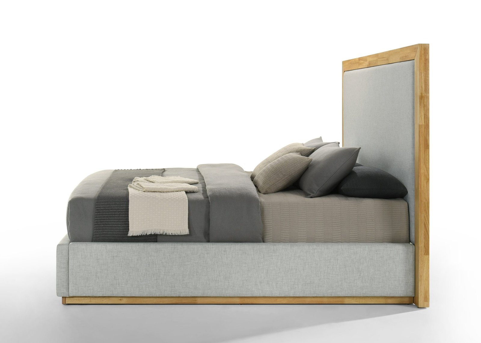 Nova Domus Santa Barbara - Modern Grey Fabric + Natural Bedroom Set - Image 2