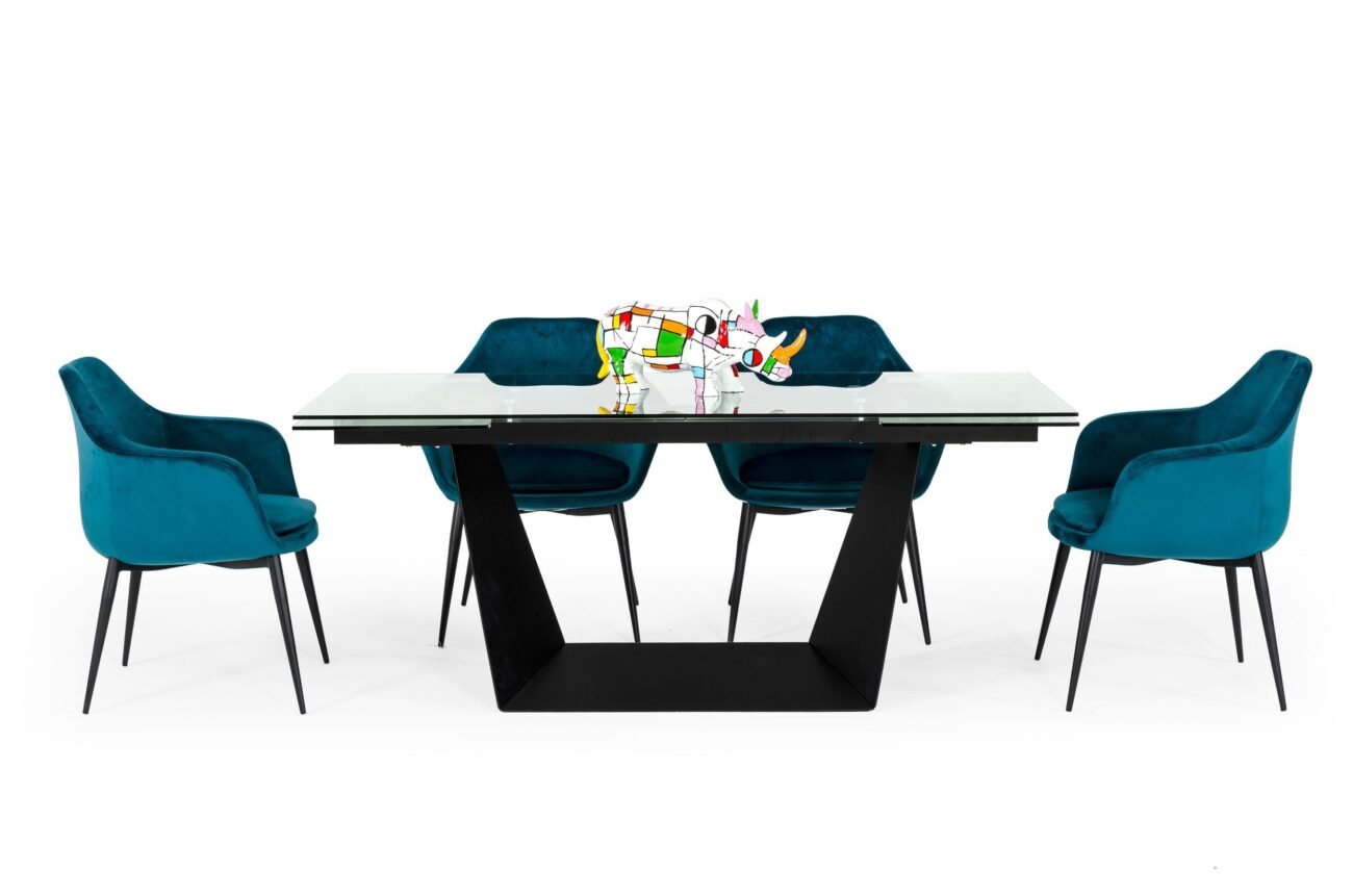 Modrest Bronwin - Modern Black Glass Extendable Dining Table