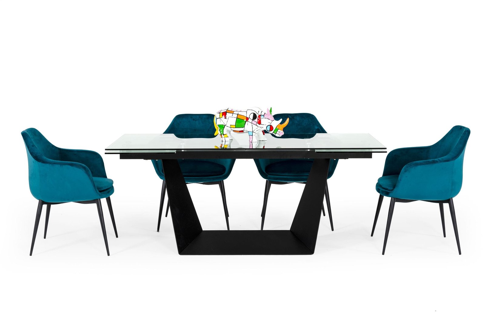 Modrest Bronwin - Modern Black Glass Extendable Dining Table
