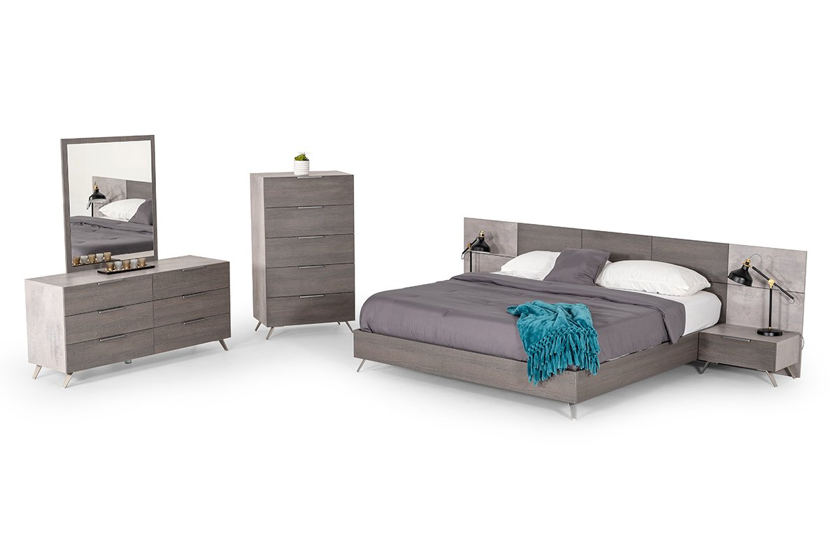 Nova Domus Bronx Italian Modern Faux Concrete & Grey 4-Piece Bedroom Set - Image 2