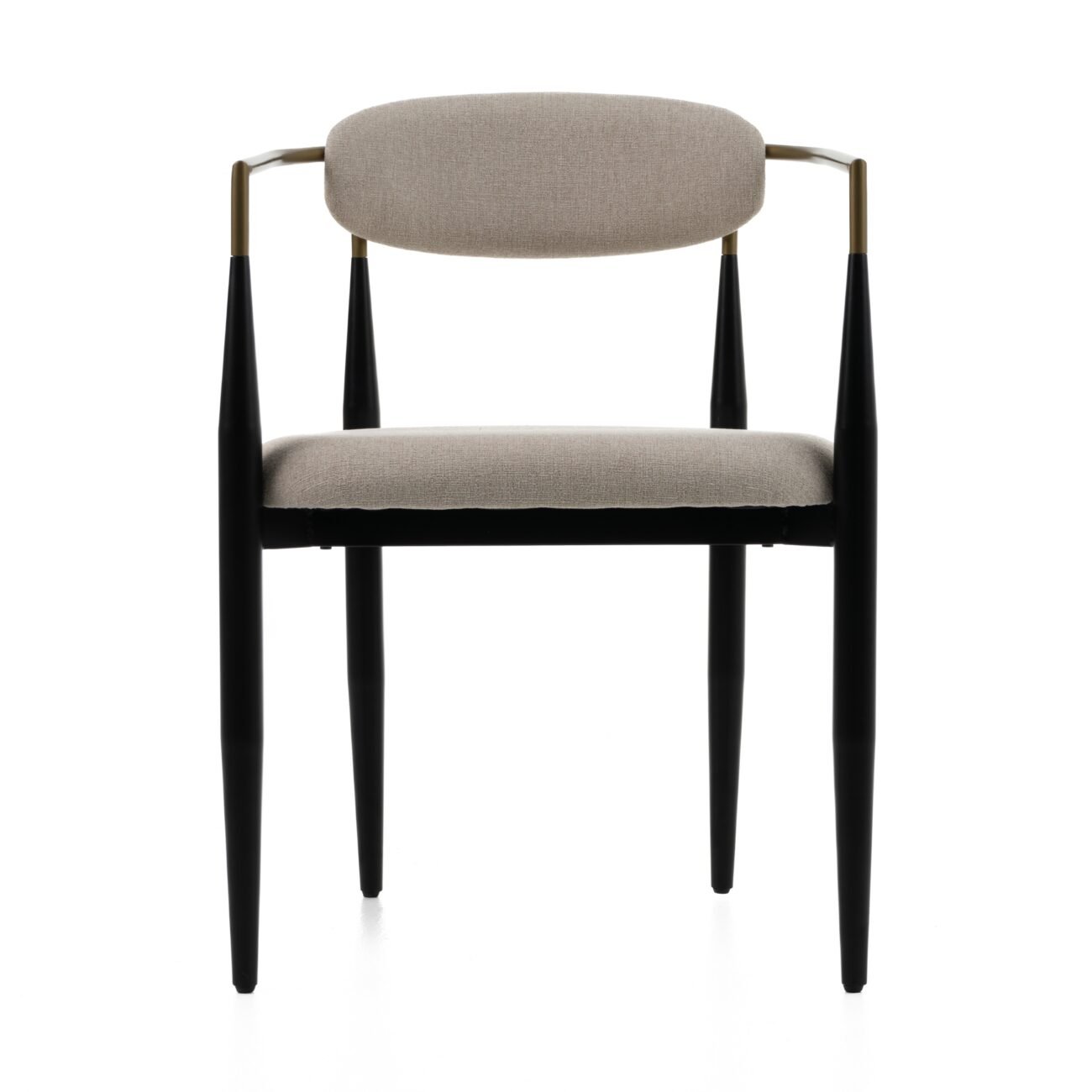 Modrest Buchtel - Mid-Century Modern Beige + Gold Arm + Black Dining Chair - Image 2