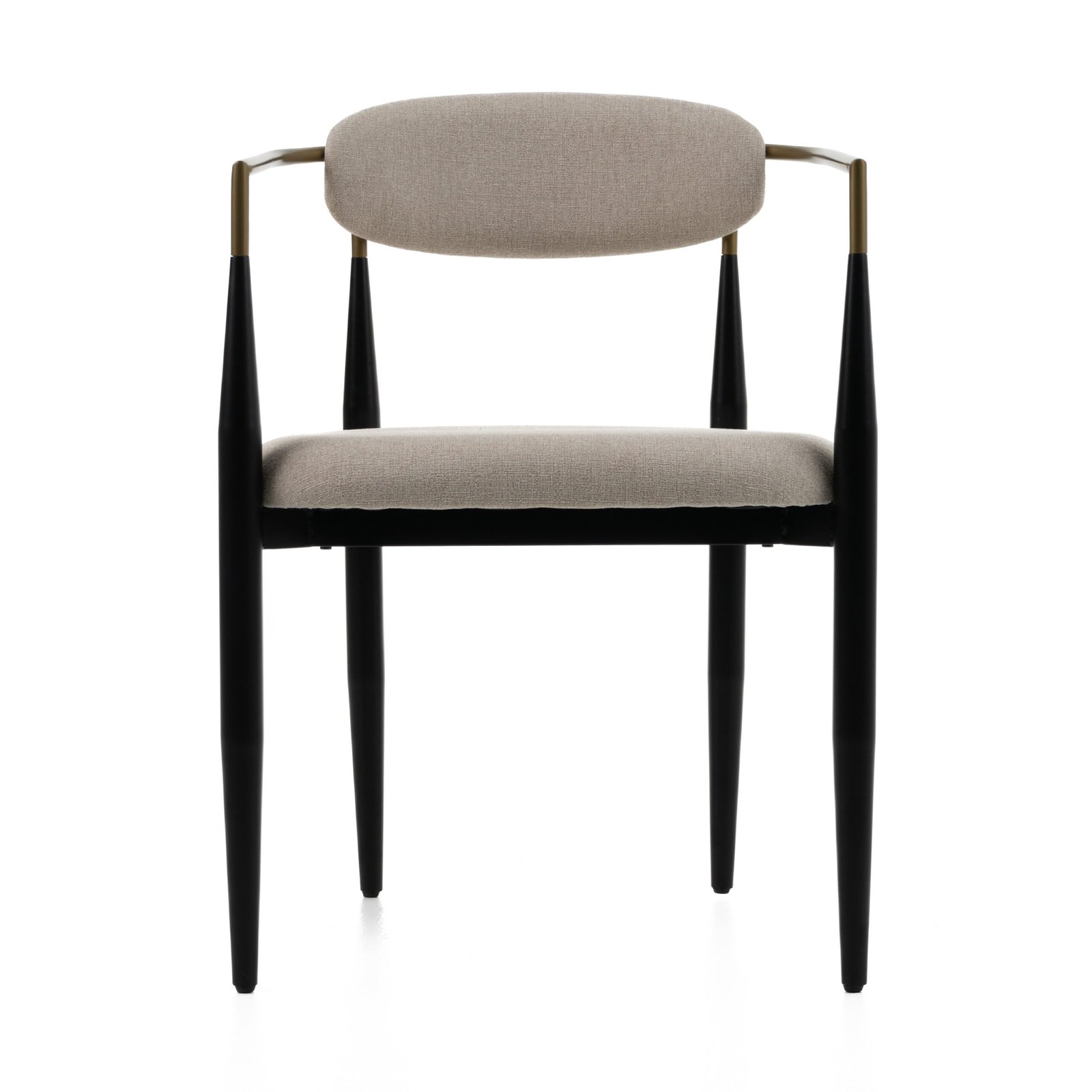Modrest Buchtel - Mid-Century Modern Beige + Gold Arm + Black Dining Chair - Image 2