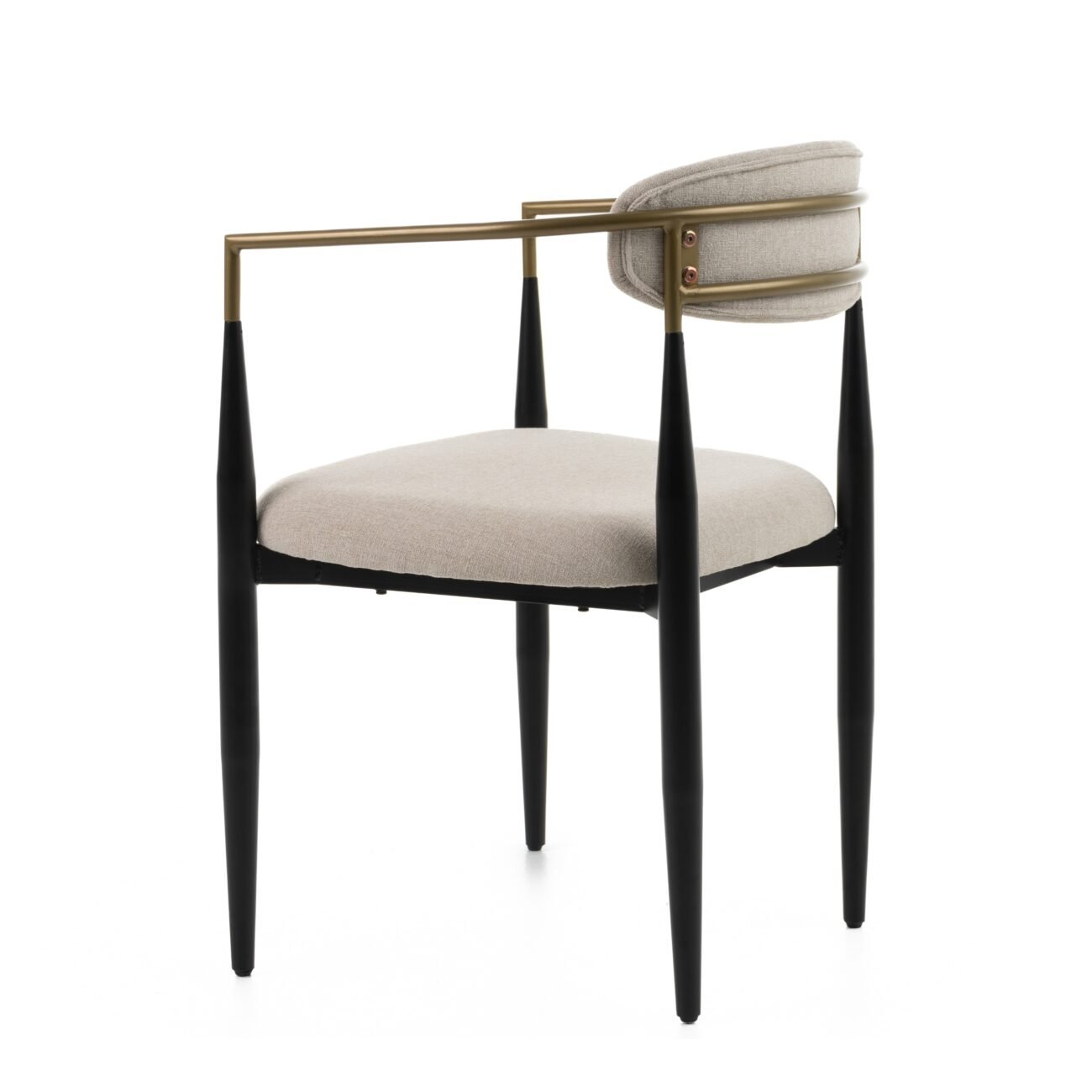 Modrest Buchtel - Mid-Century Modern Beige + Gold Arm + Black Dining Chair - Image 3