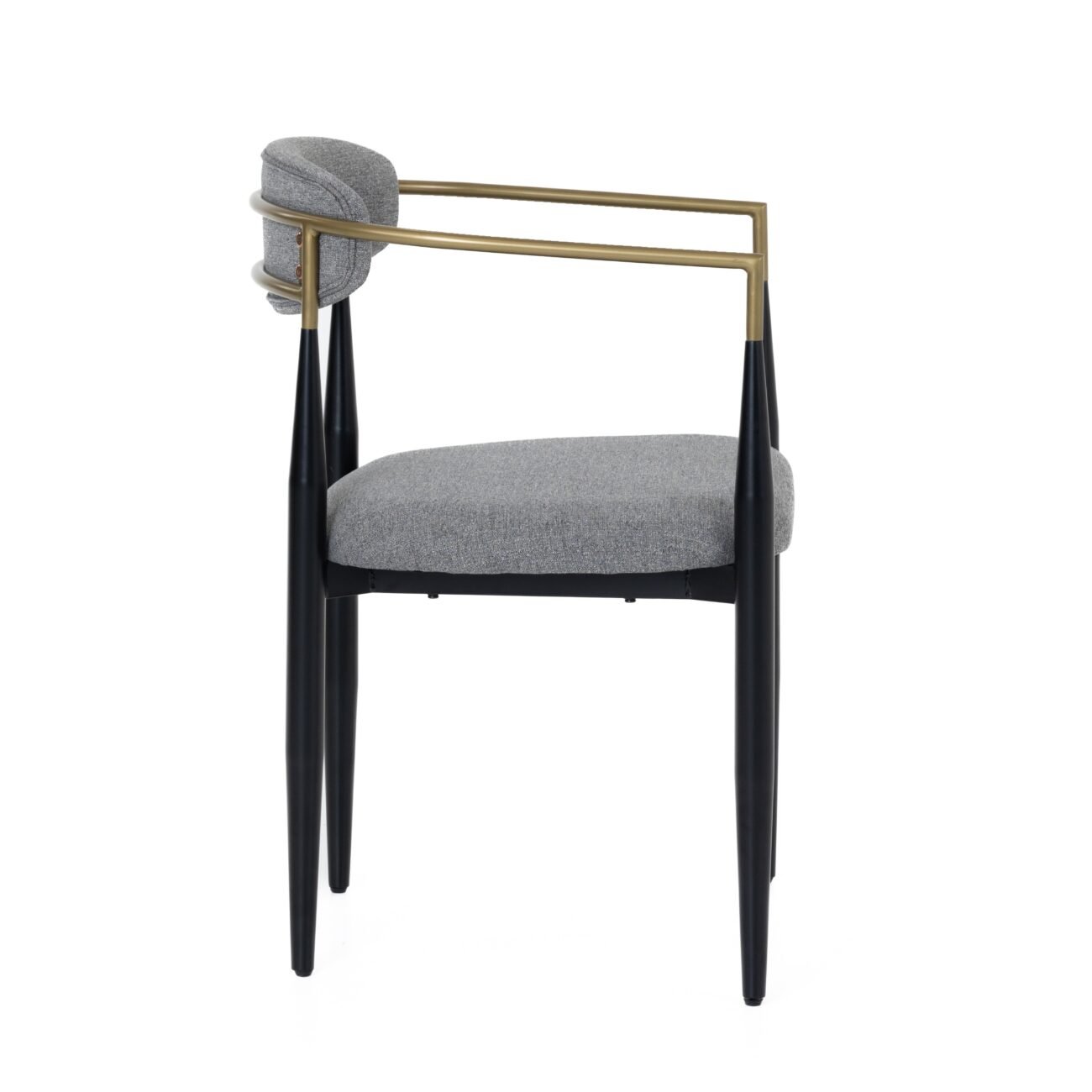 Modrest Buchtel - Mid-Century Modern Medium Grey + Gold Arm + Black Dining Chair - Image 2