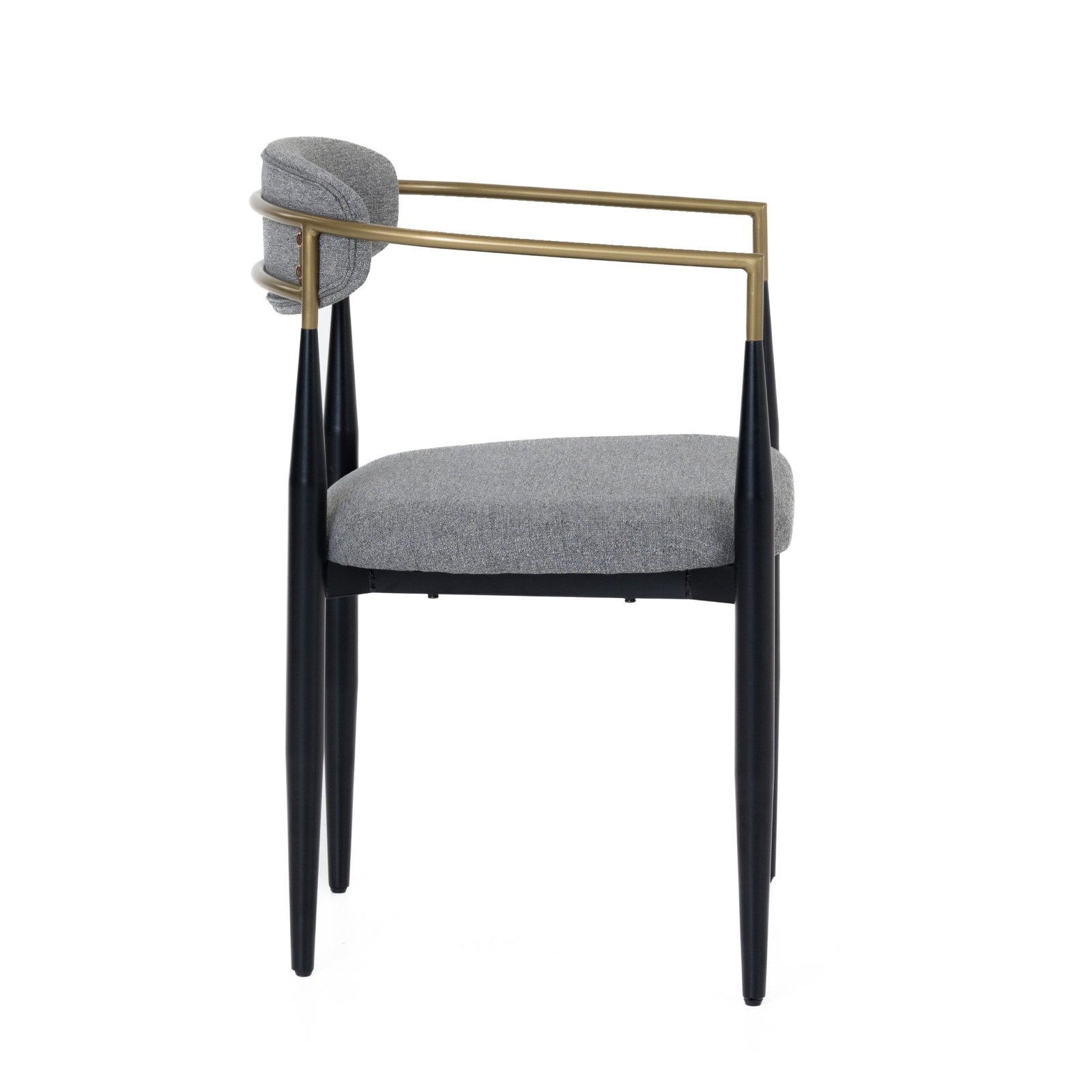 Modrest Buchtel - Mid-Century Modern Medium Grey + Gold Arm + Black Dining Chair - Image 2