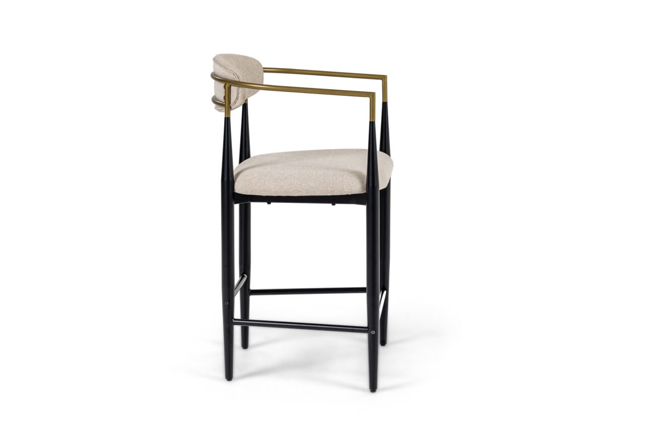 Modrest Buchtel - Mid-Century Modern Beige + Gold Arm + Black Counter Chair - Image 2