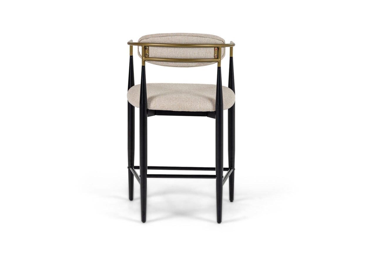 Modrest Buchtel - Mid-Century Modern Beige + Gold Arm + Black Counter Chair - Image 3