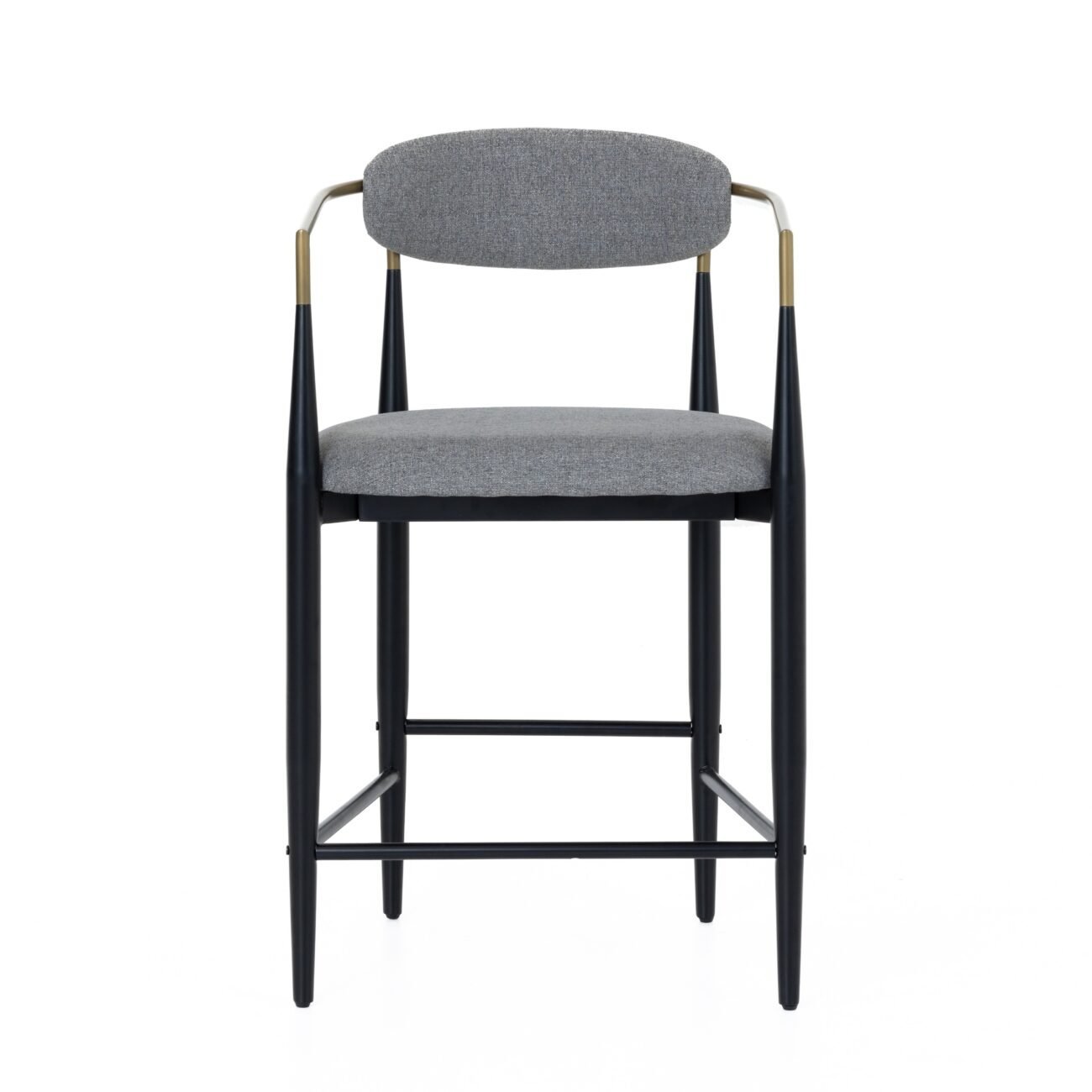 Modrest Buchtel - Mid-Century Modern Medium Grey + Gold Arm + Black Counter Chair