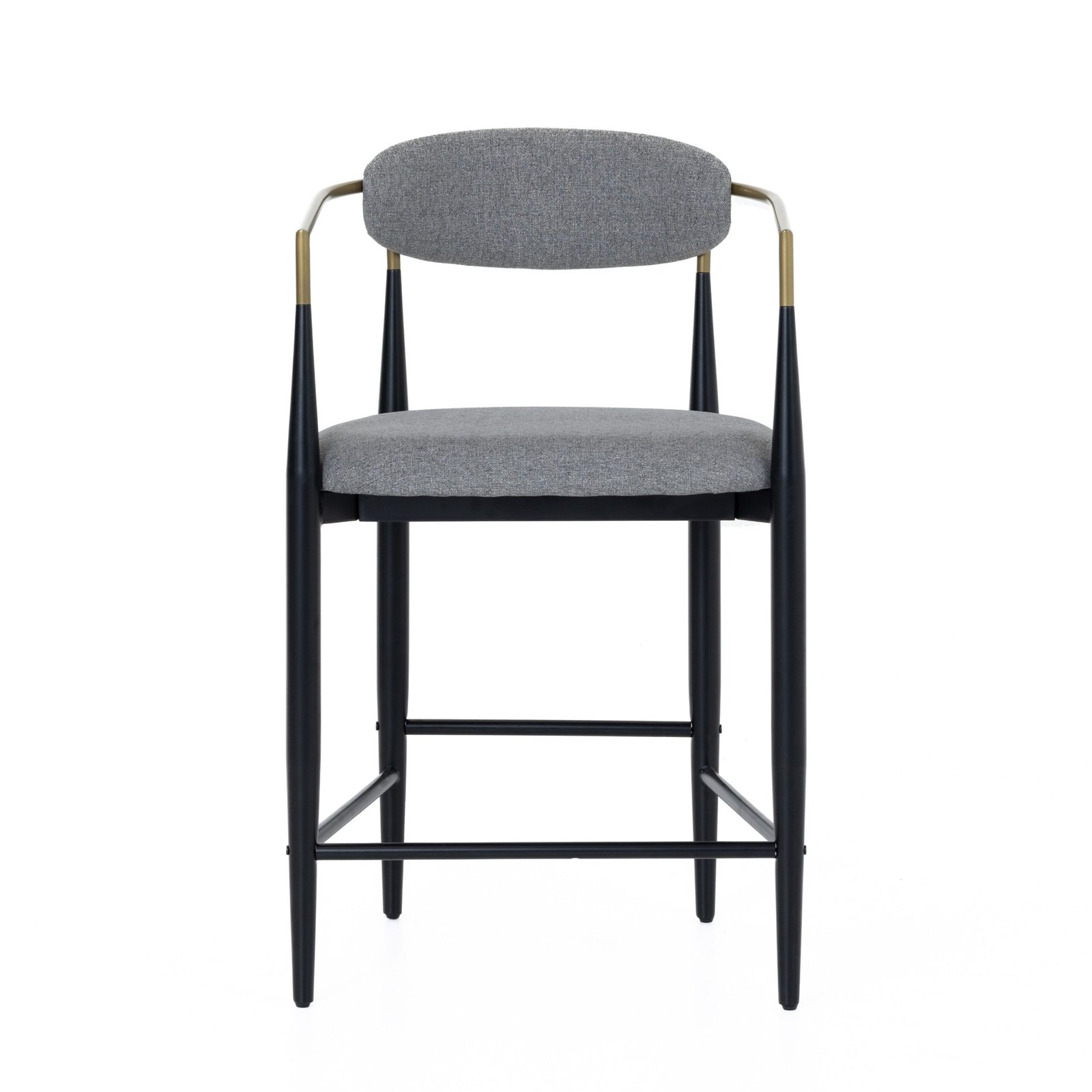 Modrest Buchtel - Mid-Century Modern Medium Grey + Gold Arm + Black Counter Chair